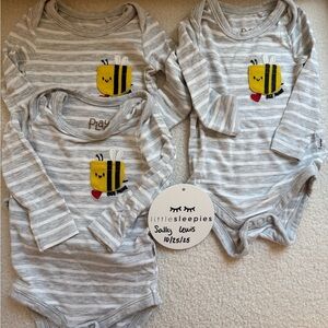 Little Sleepies Gray Striped Bee One Piece